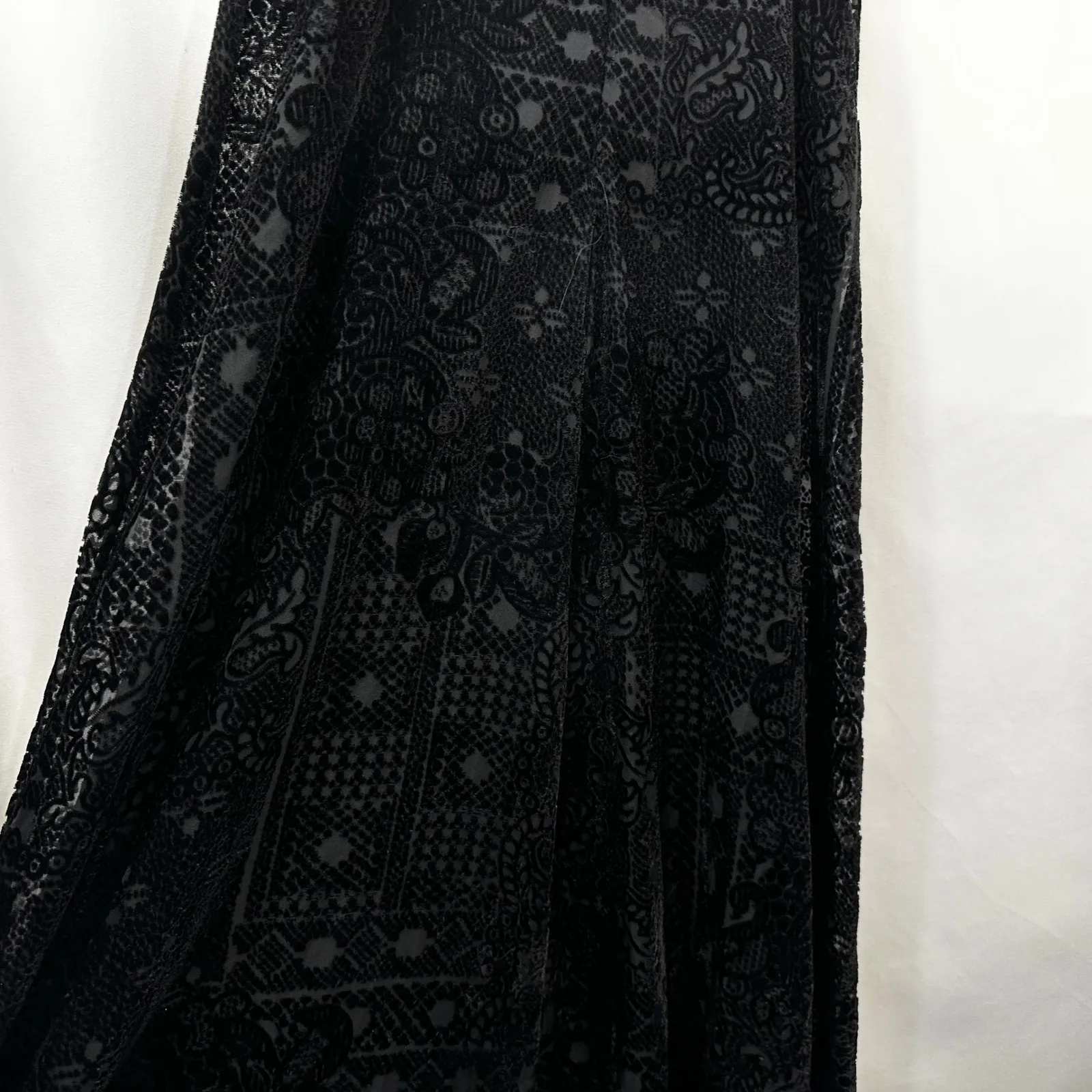 Onyx Nite 6 Dress Black Velvet Burnout‎ Hi Lo Spaghetti 90s Y2K Grunge Goth 1341 - Image 9