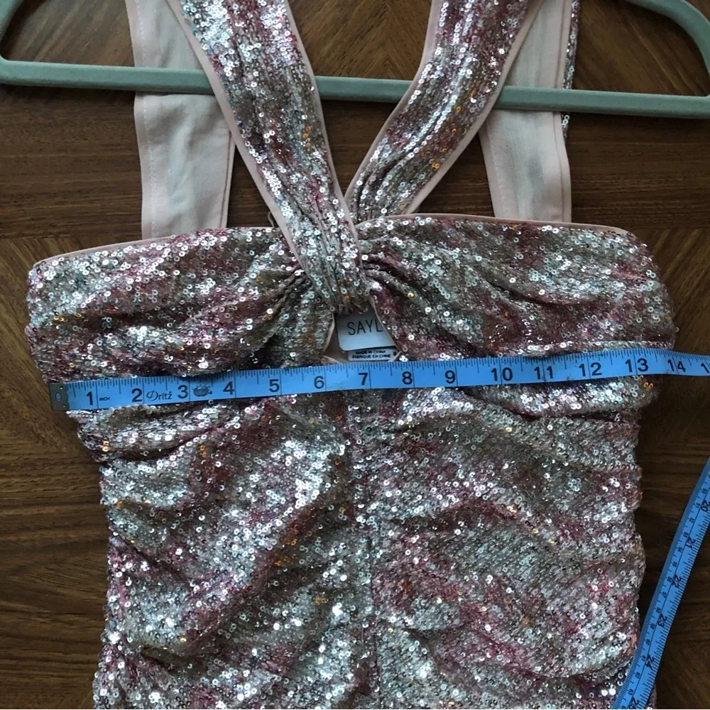 Sabryna Sequin Ruched Halter Minidress NWT size medium - Image 10