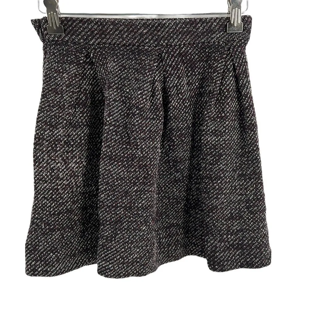 Madewell Skater Skirt Tweed Maroon Burgundy Knit School Girl Mini Size 0 - Image 15