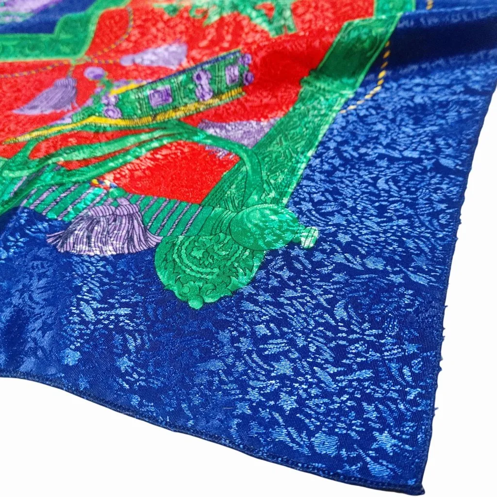 Royal Crown Crest Print Square Scarf Vintage Aroque Equestrian Shields Chains Red - Image 6