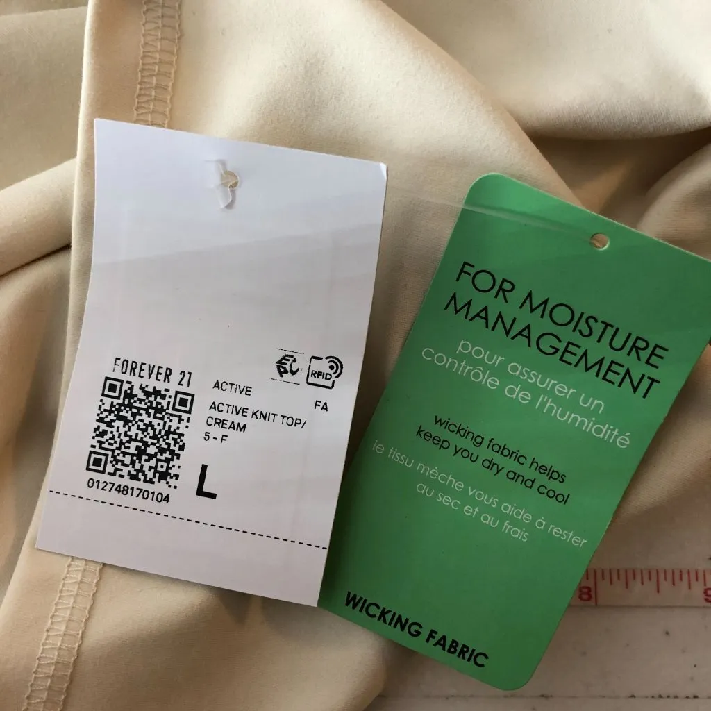 Forever21 Womens Activewear Crop Top Low Back Strappy Moisture Wicking Ivory L - Image 5