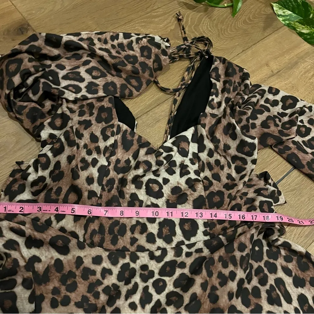 Nasty Gal NWT Square Neck Tie Back Leopard Skater Dress - Image 10