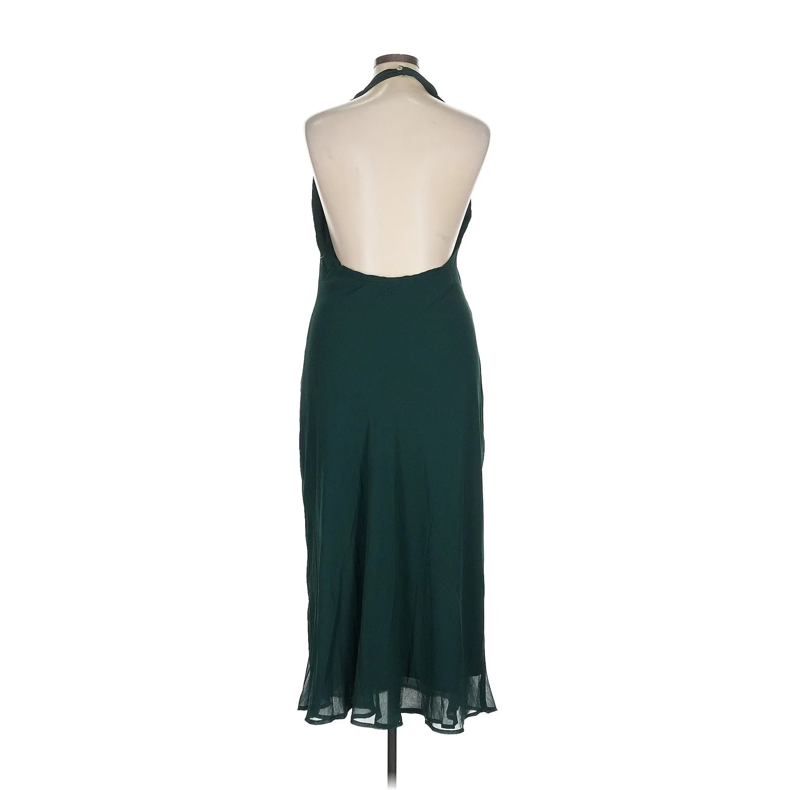 Show Me Your Mumu Jasmine Halter Midi Dress in Emerald Chiffon M - Image 4