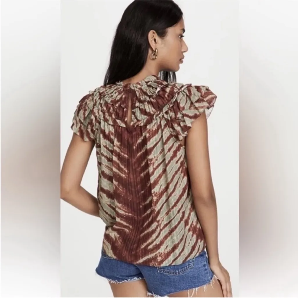 Ulla Johnson Laila Top Canyon Blouse Ruffle Short Sleeve Canyon Tie Dye Size 12 - Image 15