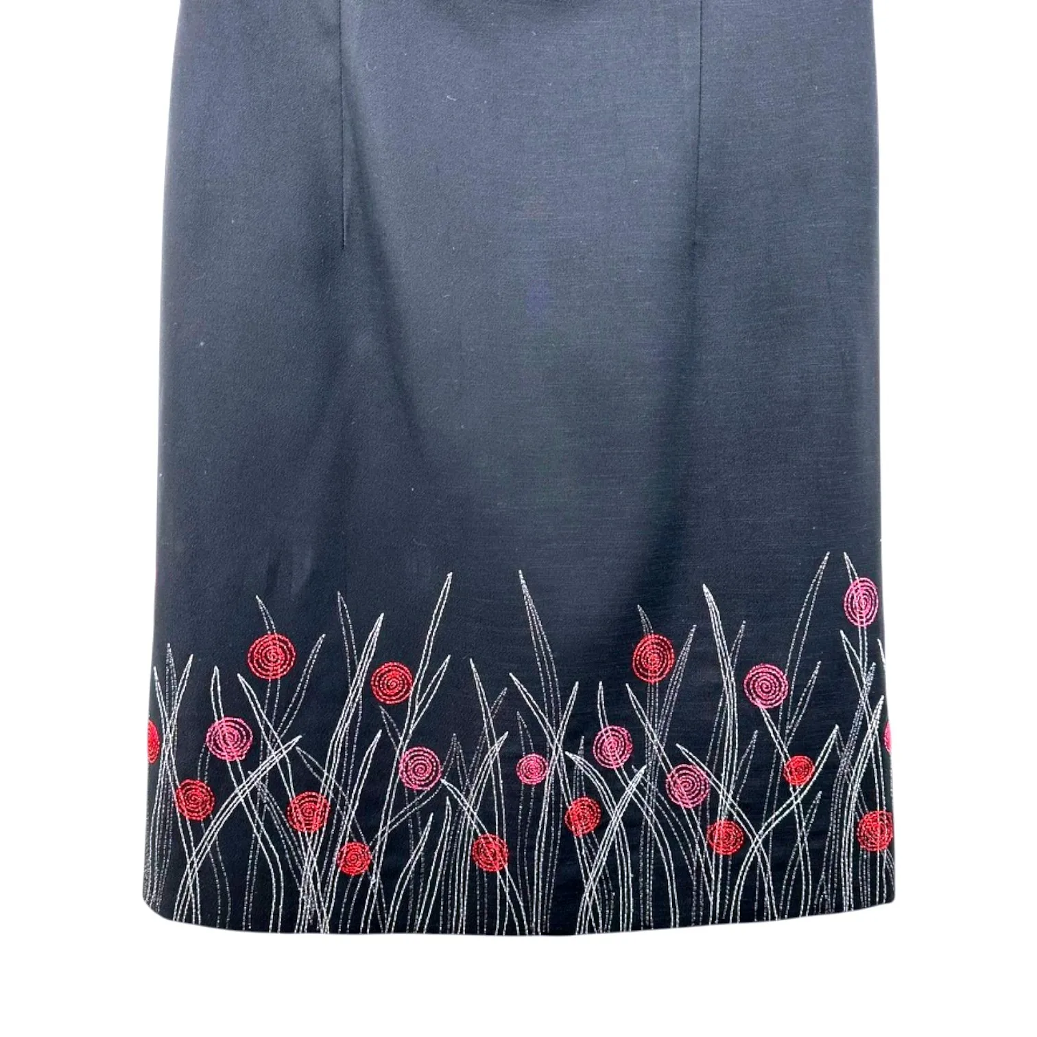 Black Sleeveless Boatneck 90s Y2K Floral Embroidered‎ Mini Dress Clueless Noir - Image 2