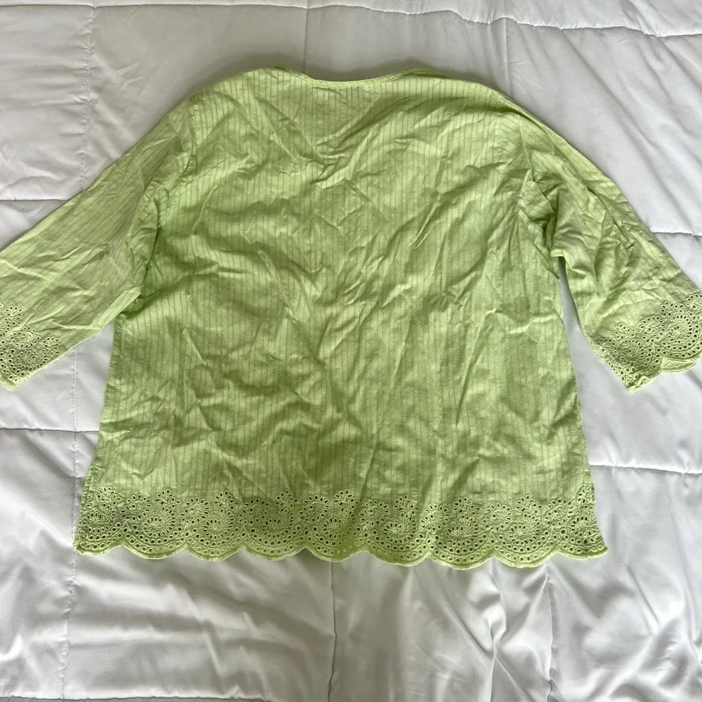 VTG Cathy Daniels Womens Size XL Mint Green 3/4 Sleeve Blouse Boho Chic Hippie - Image 7