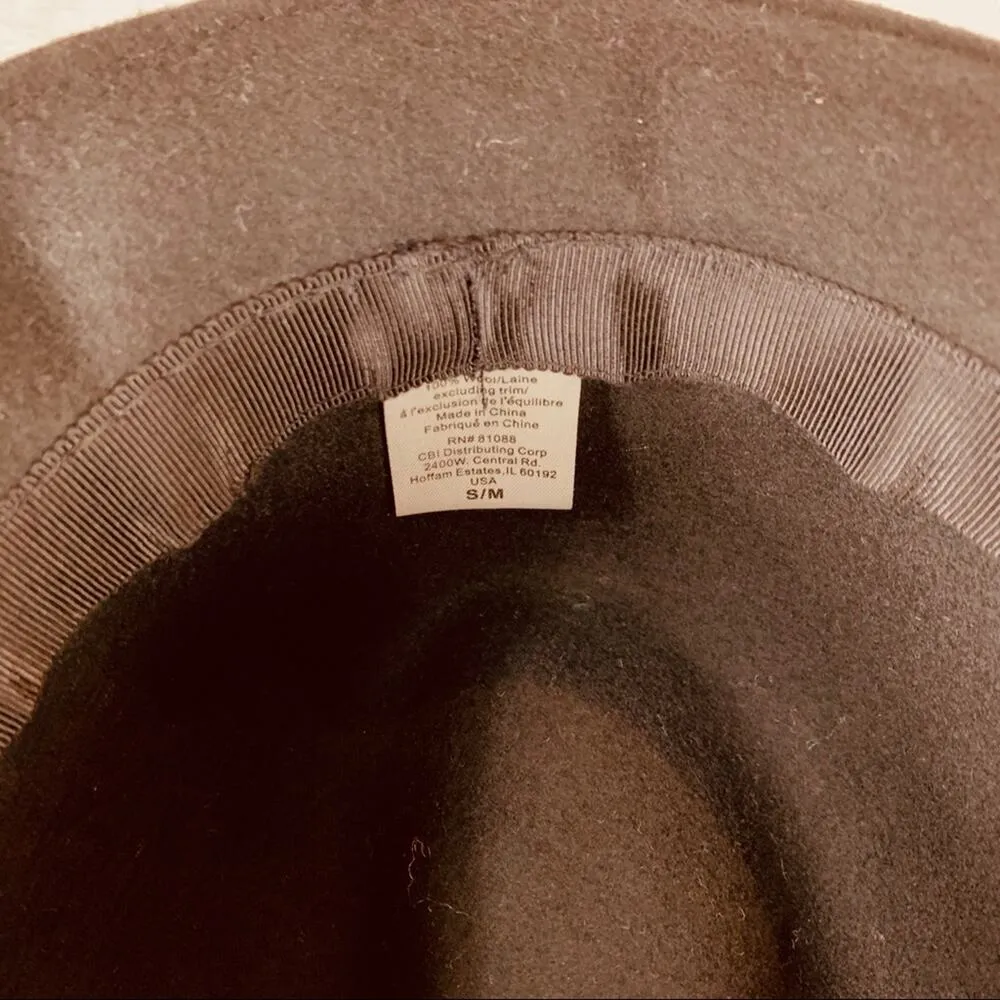 Black Felt Fedora Hat Rainbow Stripe Ribbon S/M - Image 4