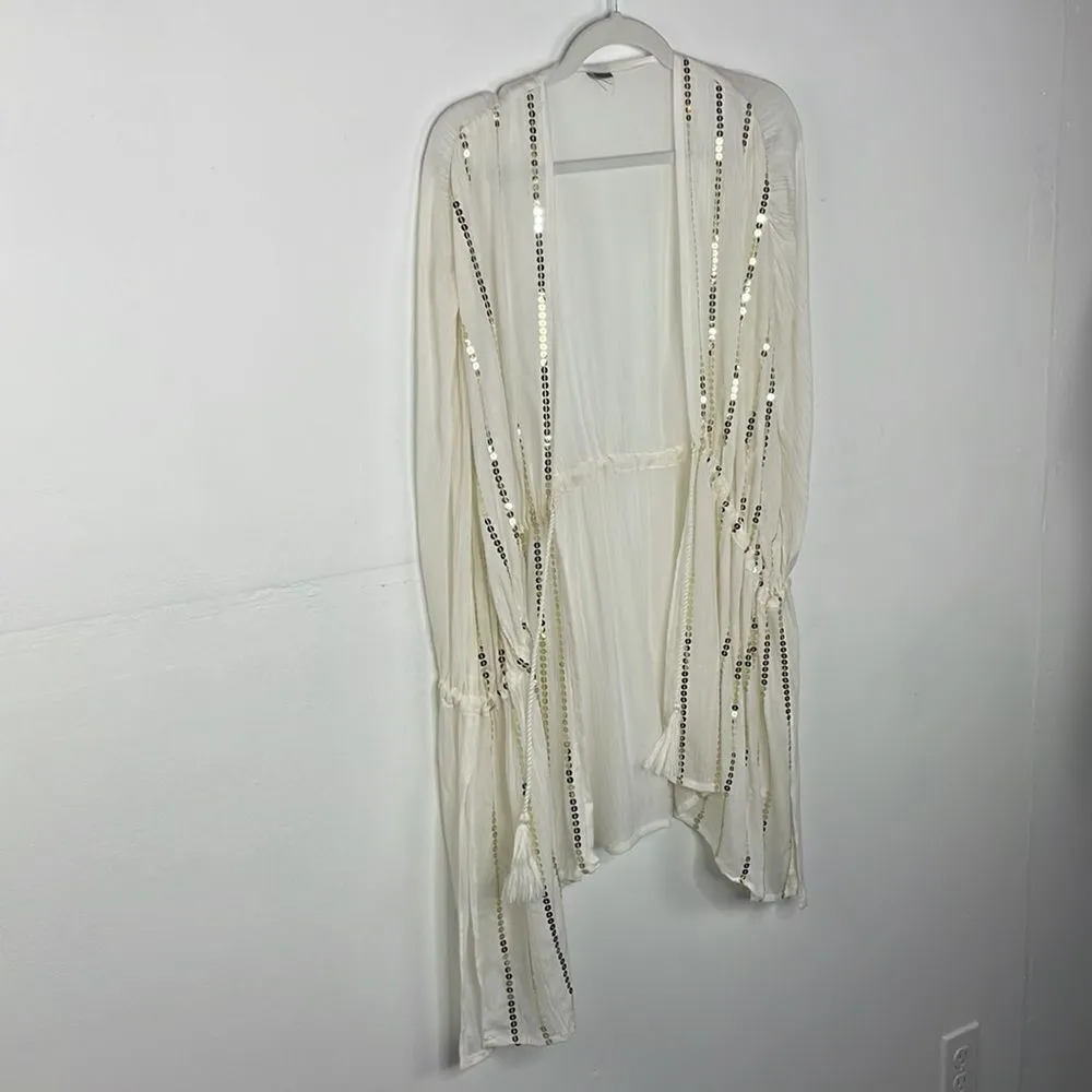 Source Unknown Cover kimono wrap sequined off white - Image 5