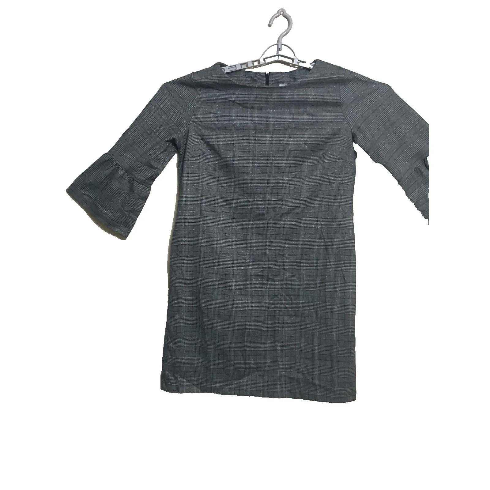 Emma & Michele Black White Houndstooth Print Ruffle Cuff Workwear Dress Size 10 - Image 4