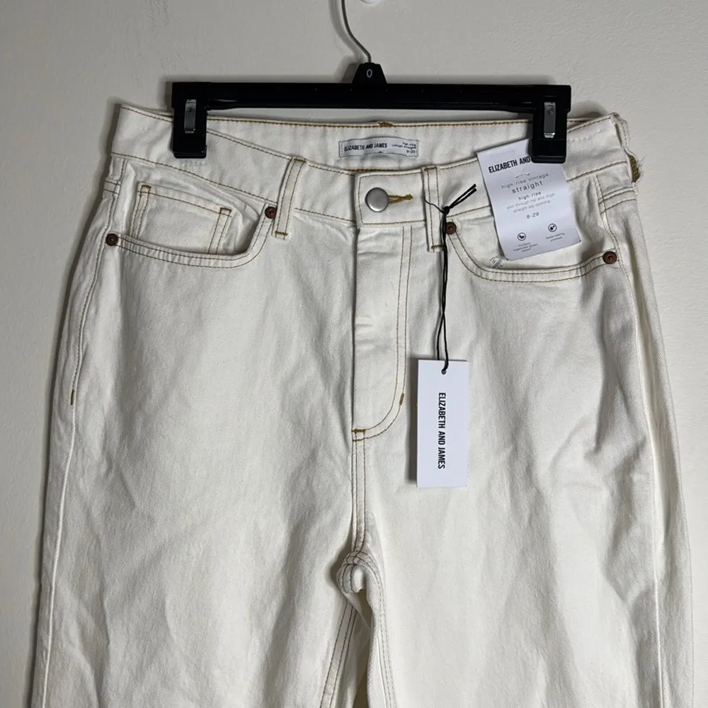 Elizabeth and James Women’s New High-Rise Vintage Straight Off White Jeans sz 29 - Image 3