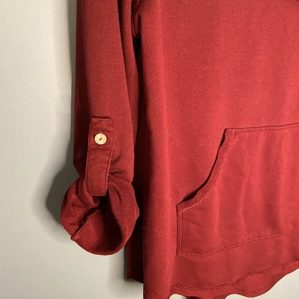 Soft Surroundings Burgundy Button Cowl Neck Sweatshirt Size Small Petite - Image 5