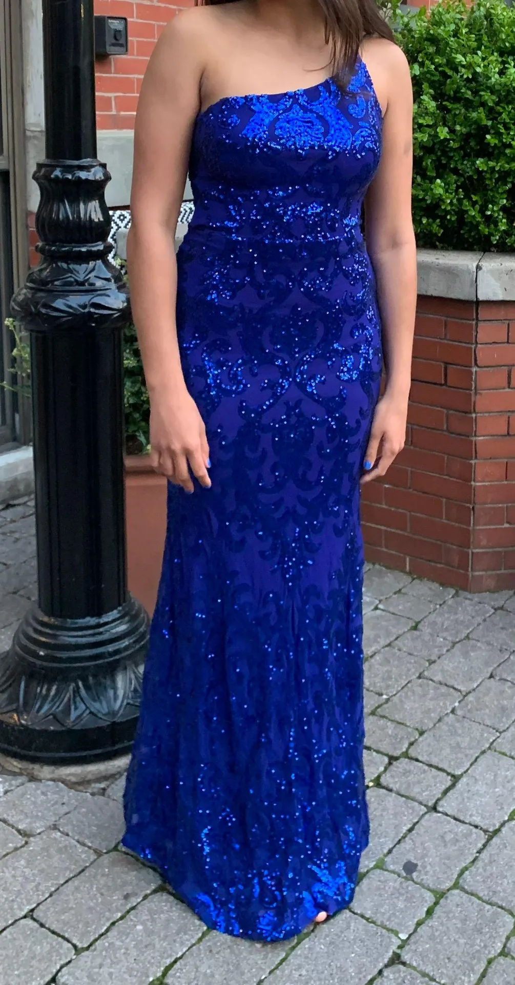 Blue Sequin Prom Dress  - Image 2