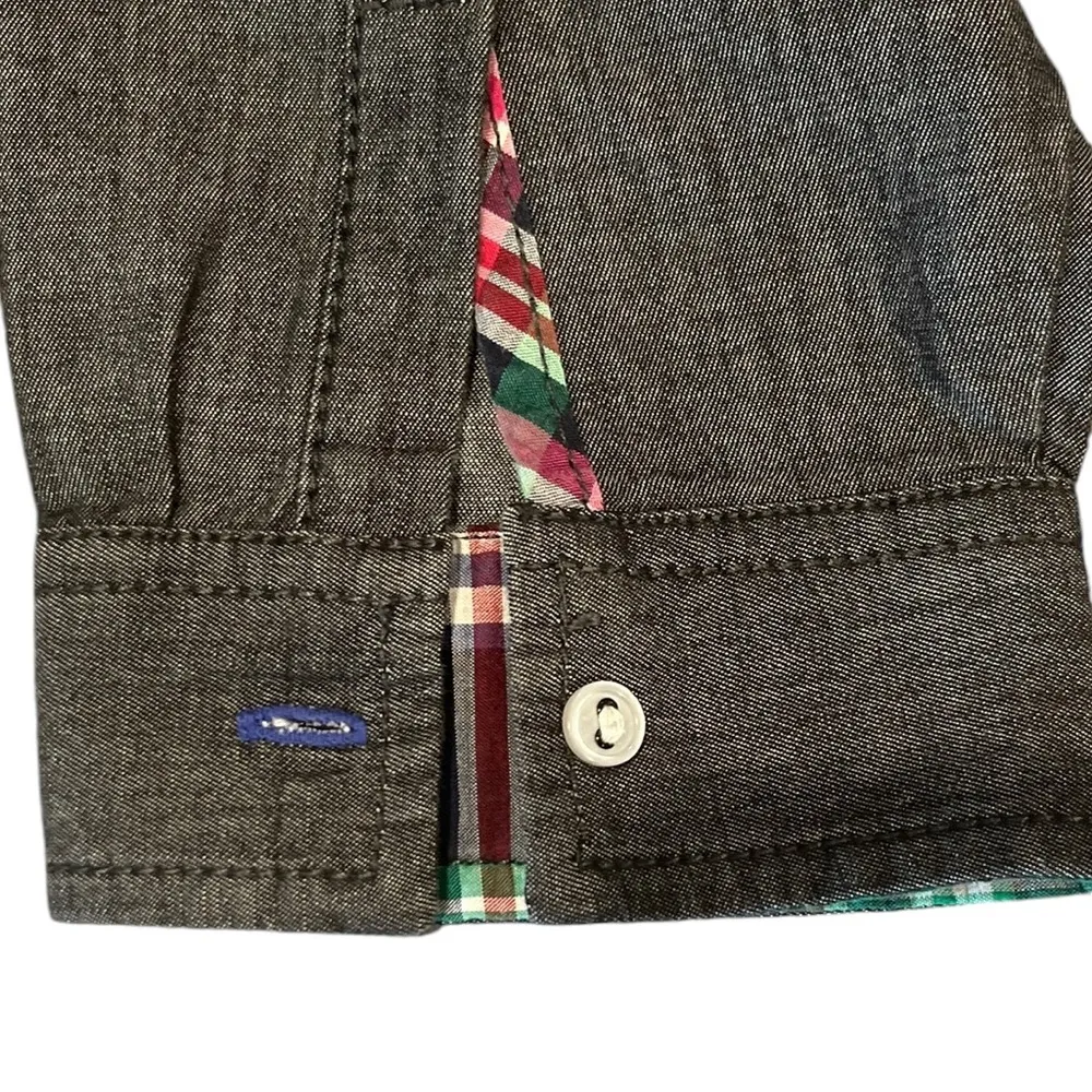 Tommy Hilfiger Dark Wash Lightweight Denim Collared 3/4 Sleeve Shirt Dress Sz M - Image 9