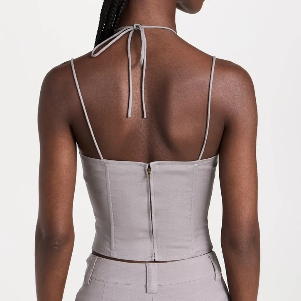 Lioness Del Gato Corset Top in Rhode Gray Linen Blend Size Medium Gently Used - Image 2