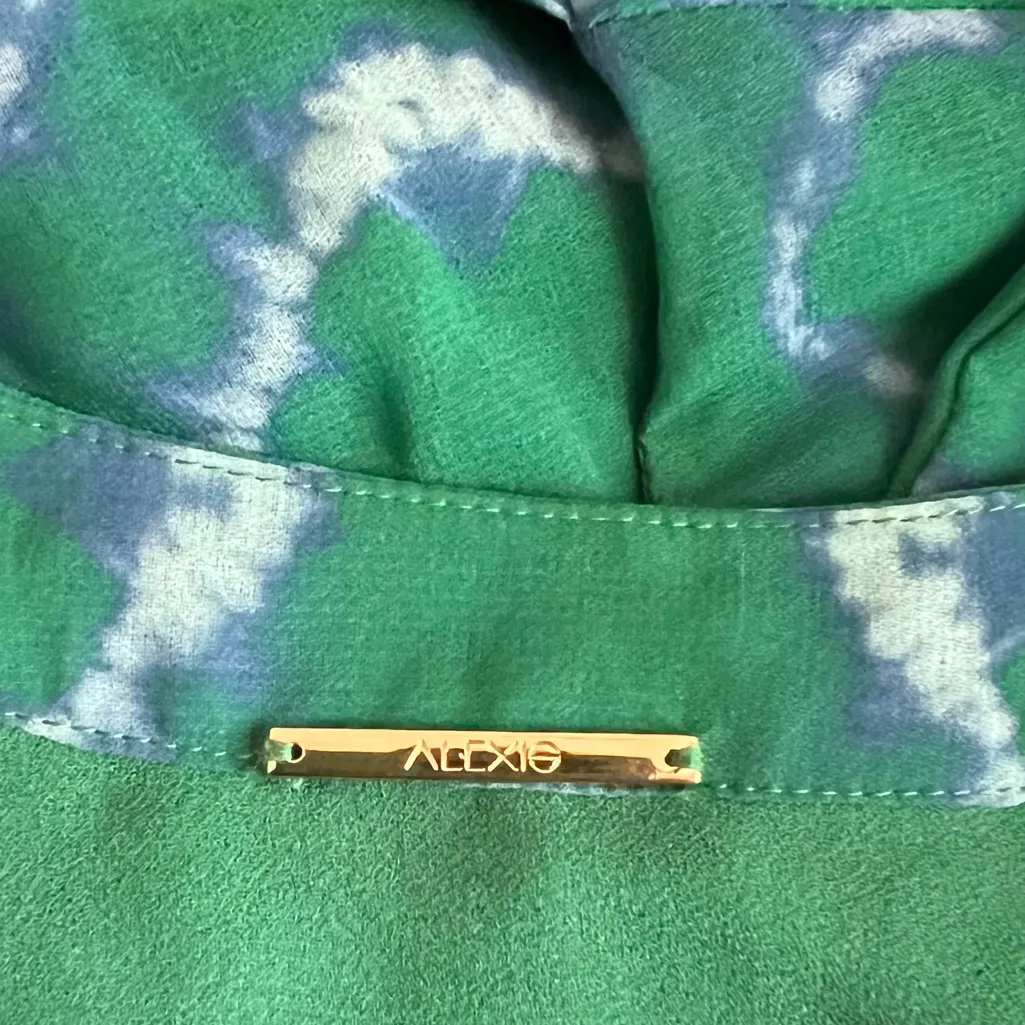 Alexis Women’s Skarla Green Belted Geometric Floral Long Sleeve Maxi Dress Sz S - Image 5