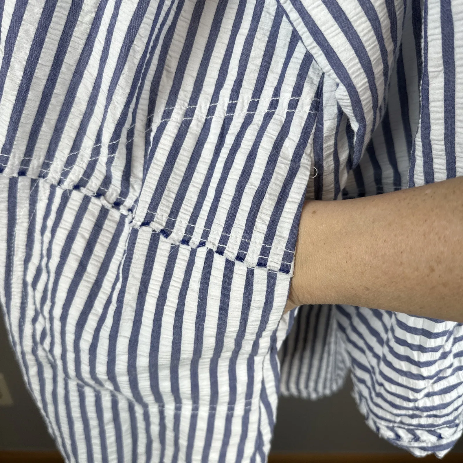 We the Free People One Of the Boys Striped Tunic Top Shirt Size M Button Cotton - Image 9