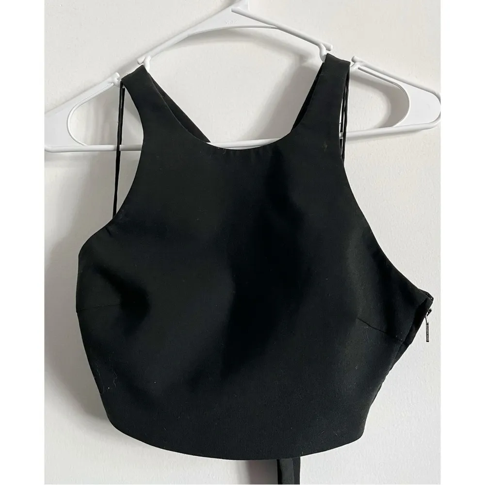 Elizabeth and James  • Tie Back Black Crop Tank Top - Image 2