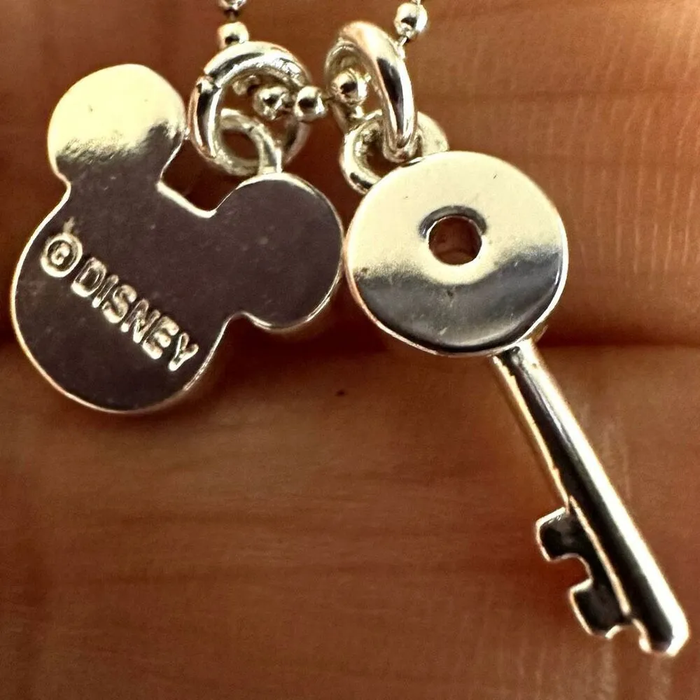 Disney silver tone Mickey and key pendant necklace - Image 8