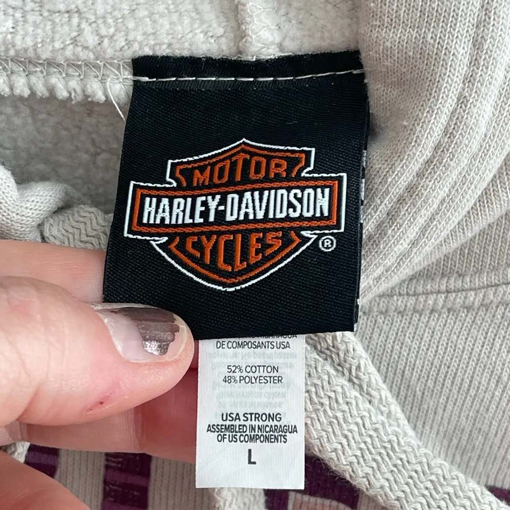 Women’s Harley-Davidson Cream Cropped Graphic Hoodie Size L - Image 7