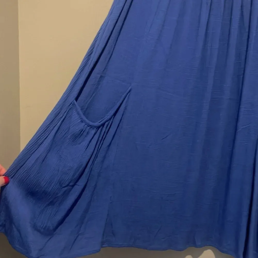 Umgee Lace Cream & Blue boho stye short dress with pockets - Image 6