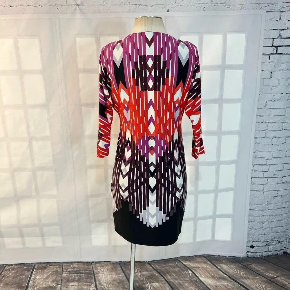 Trina Turk 3/4 sleeve geometric print shift dress size 0 - Image 5