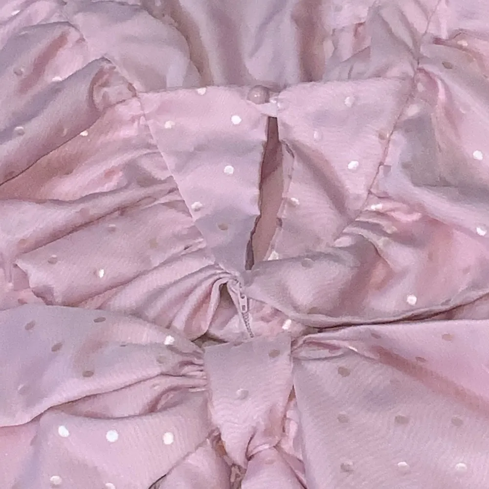 Cinderella Pink Chiffon Overlay Metallic Polka Dots Ruffle Off Shoulder Dress XS - Image 6