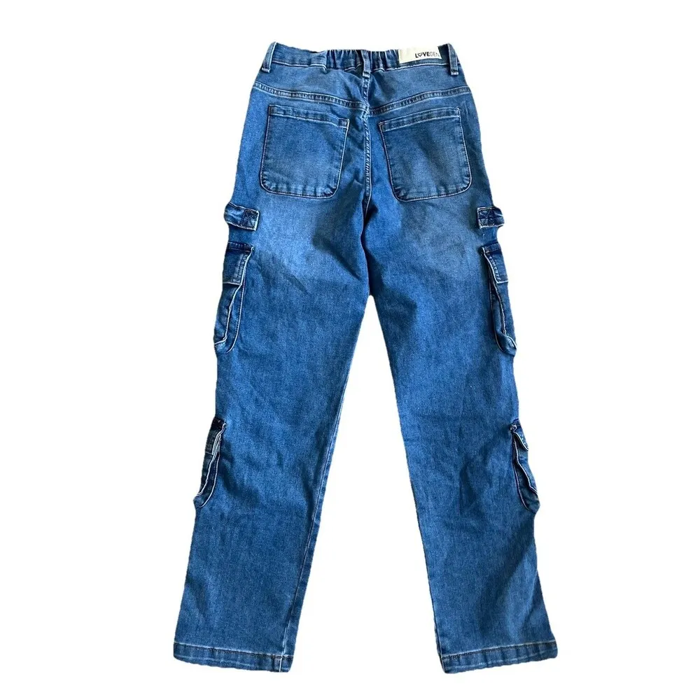 Love Gen Utility Cargo Parachute Jean Jogger Sz 3 NEW Sustainable Pockets Blue - Image 2