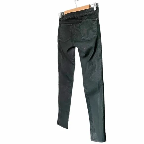 J Brand Jeans Coated Pine Green Skinny Low Rise Denim Size 28 | 6 2010s Fashion - Image 7