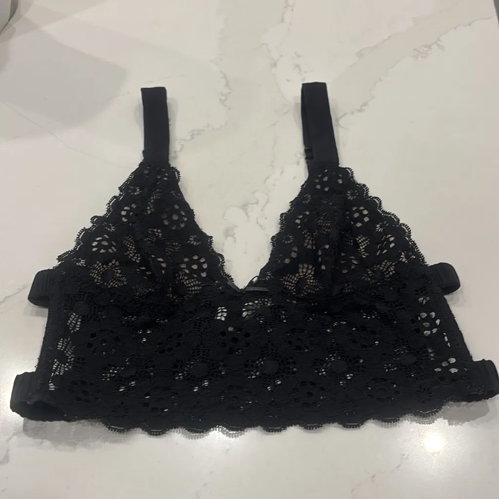 Fleur du Mal Black Crochet Long Line Bra - Image 8