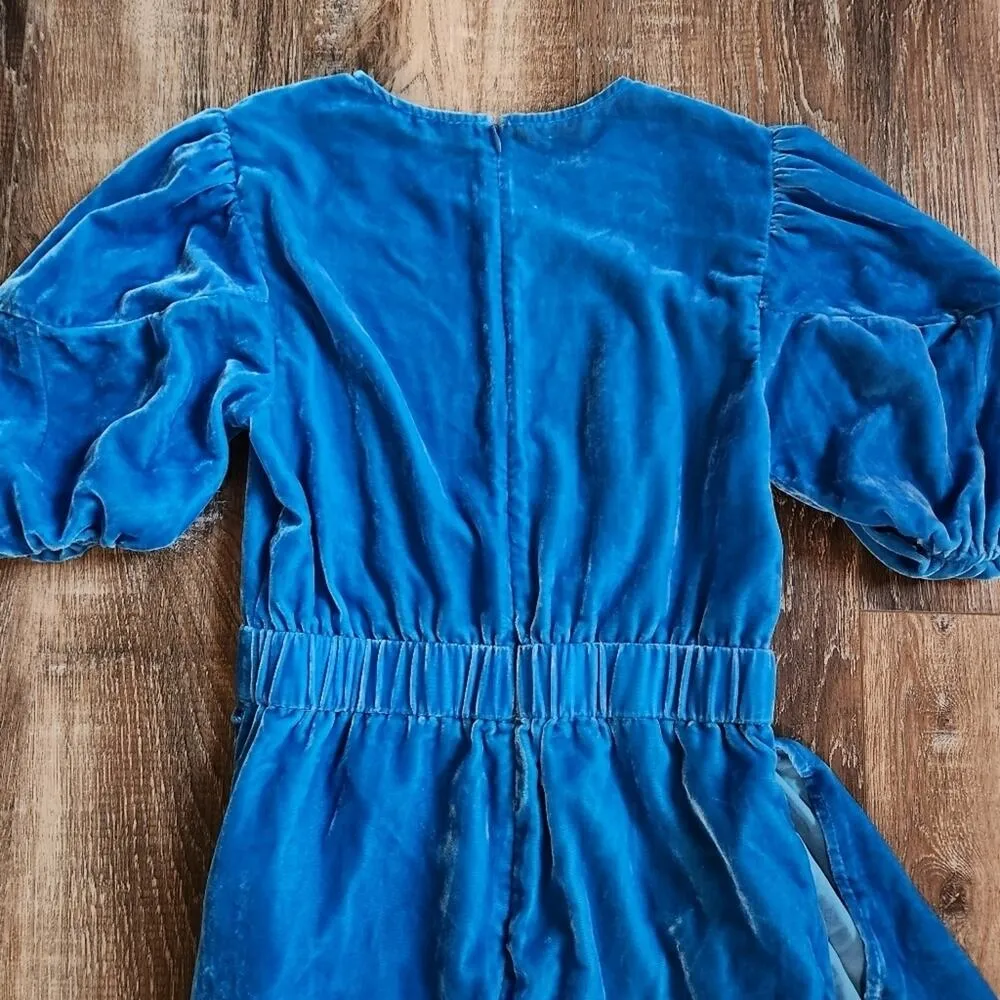 Rhode Pia Draped Velvet Mini Dress In Turquoise Size XS Sleeveless Blue - Image 10