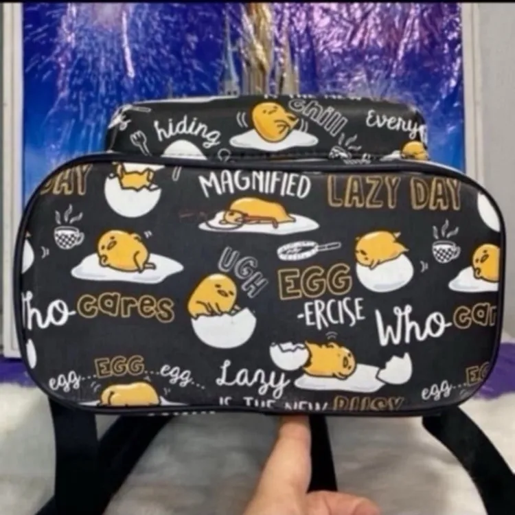 RARE MINI BP Sanrio Gudetama lazy egg black Loungefly mini backpack - Image 4