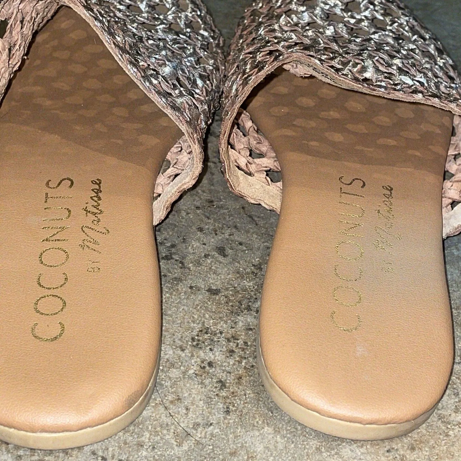 Coconuts By Matisse Island Gold Woven Leather Every Sandal Mule Shoe Womens 6M - Image 11