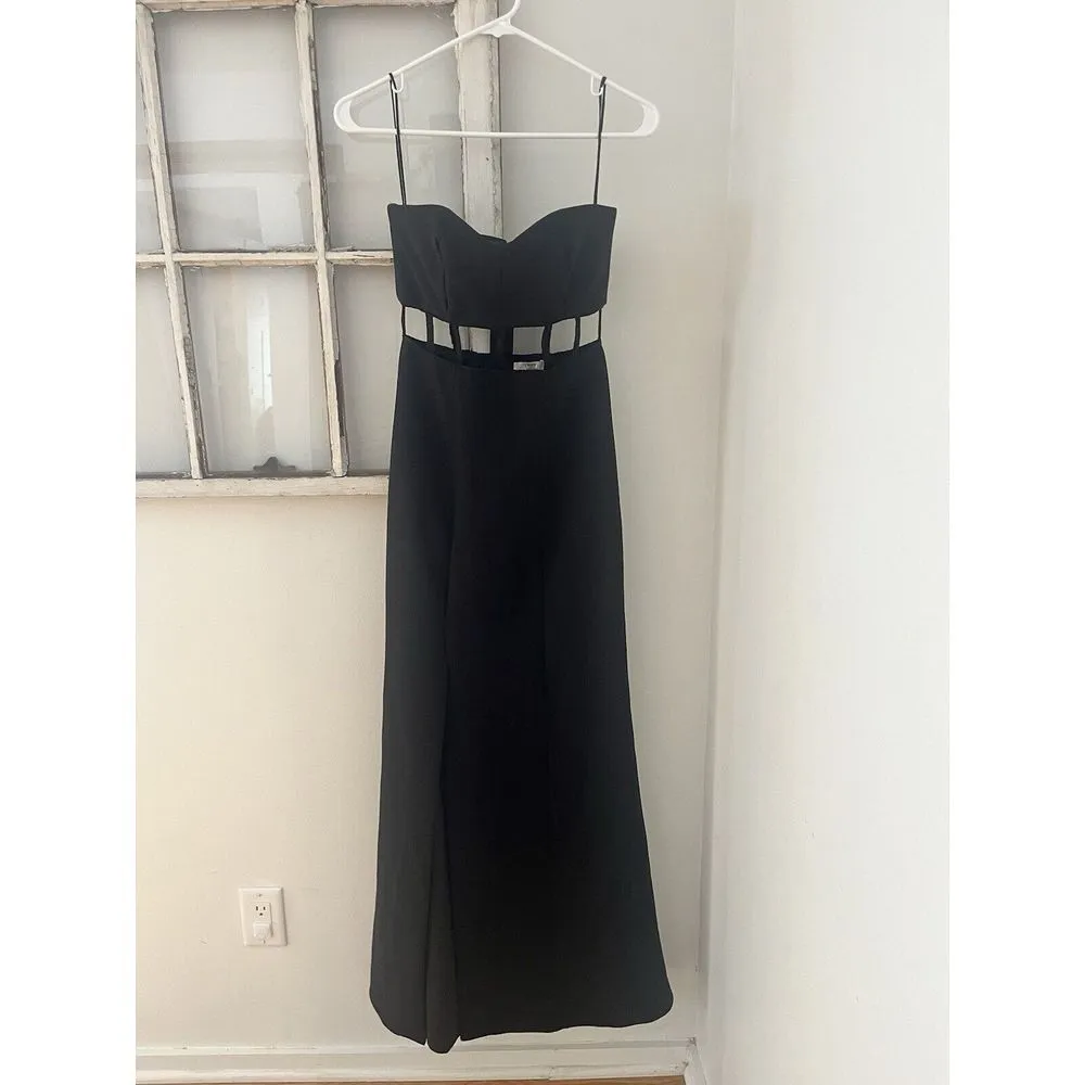 Cinq à Sept $695 Silk Designer Annalie Gown Leg Slit Cut Out Size 0 - Image 3