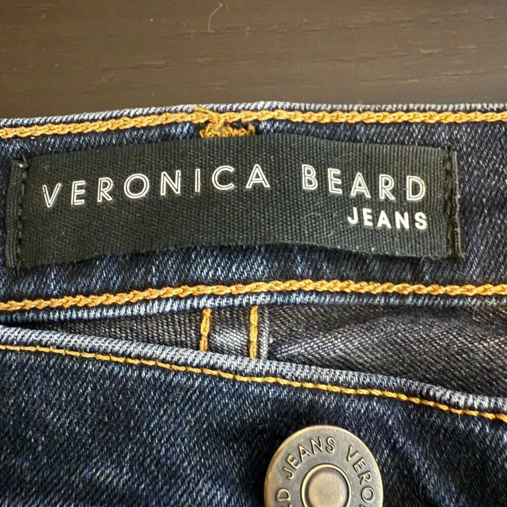 Veronica Beard Kate 10" Skinny Denim Jeans Women's 29 Dark Slate Raw Hem Stretch - Image 11