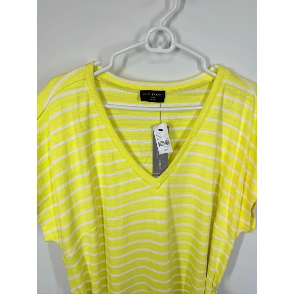 Lane Bryant lemon yellow white striped V Neck dress size 18/20 NWT - Image 3