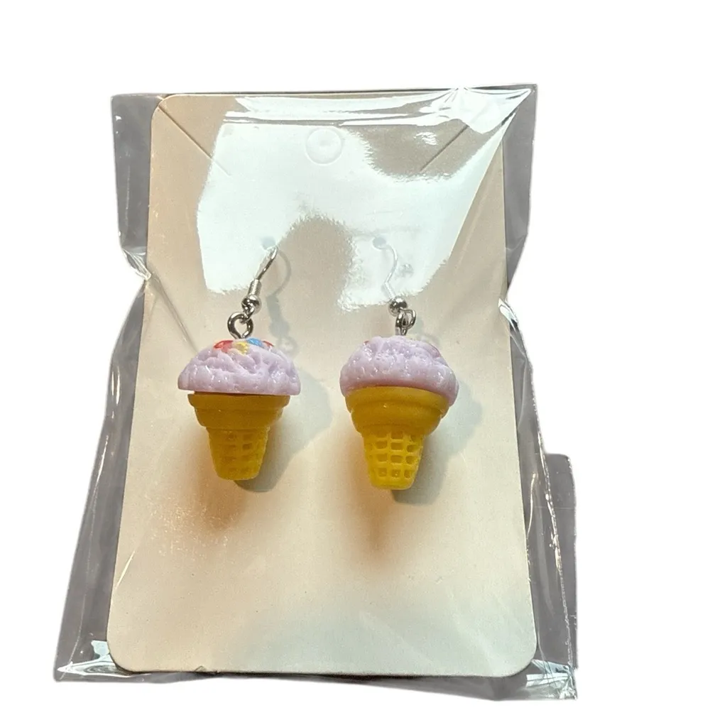 3 For $20 3D Pink and Yellow Ice Cream Cone Dangle Earrings “You Pick 3” - Image 7