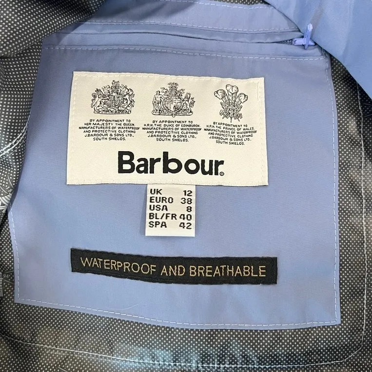 Barbour‎ Womens Deepsea Jacket 8 NWT Waterproof Soft Shell Hood Outerwear Blue - Image 9