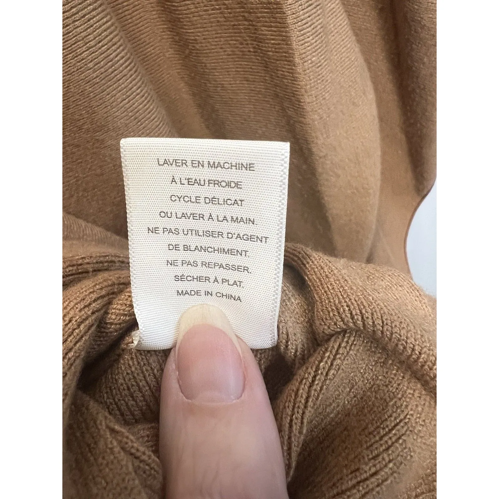 Mersea Anywhere Poncho Pullover Sweater Caramel w/ Red And White Varsity Trim OS Brown Size L - Image 7