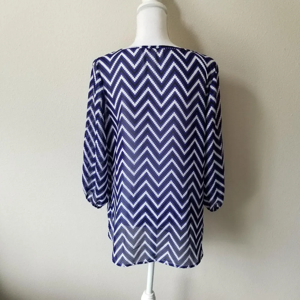 Wishful Park / M / Blue Chevron Blouse - Image 2