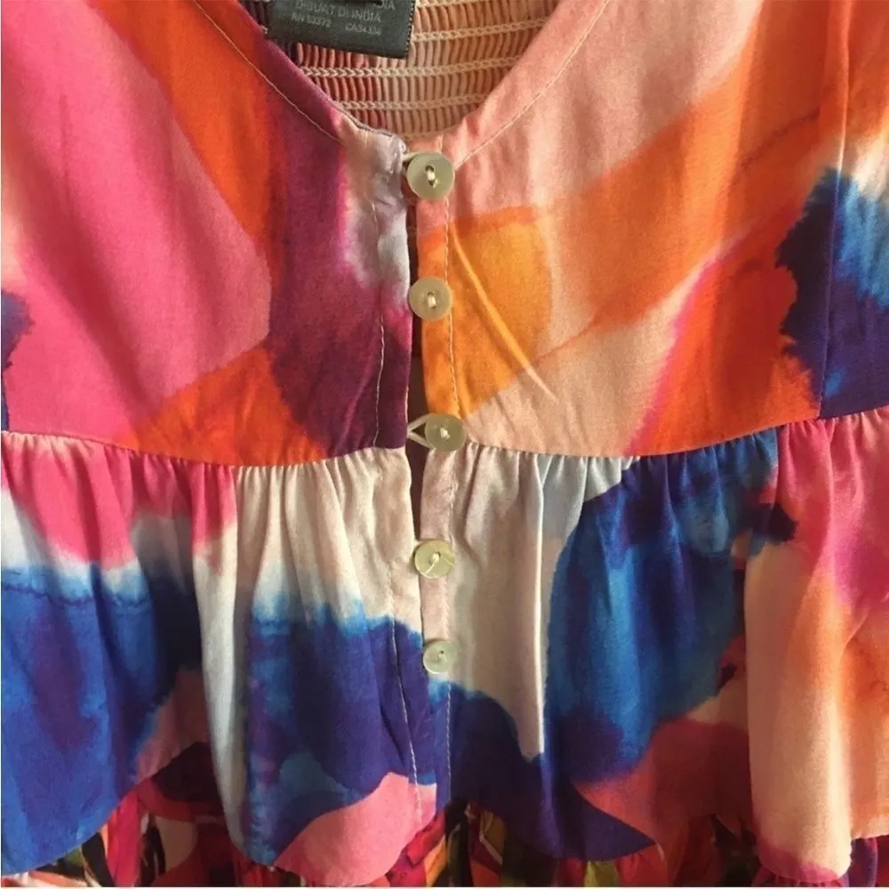 French Connection Vivviola Bubble Gum Multi Color Cami Peplum Top Sz 0 - Image 10
