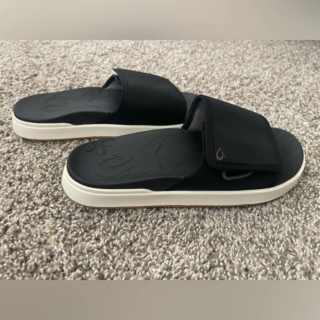 Women’s Olukai Nu'a 'Olu Slip On Slide Sandals Black Size 6 - Image 4