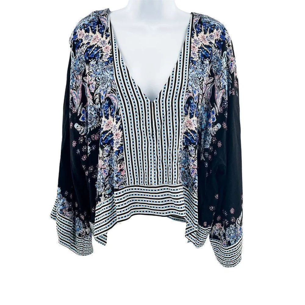 Free People Mix N Match Oversized Floral Kimono Crop Top Small - Image 81