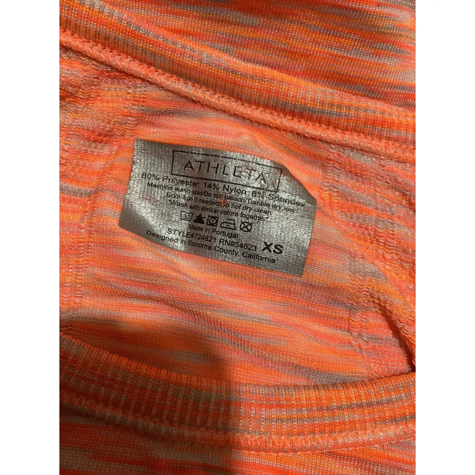 Athleta Shirt Womens XS Orange Heather Long Sleeve Ruched Thumbholes Raglan - Image 7