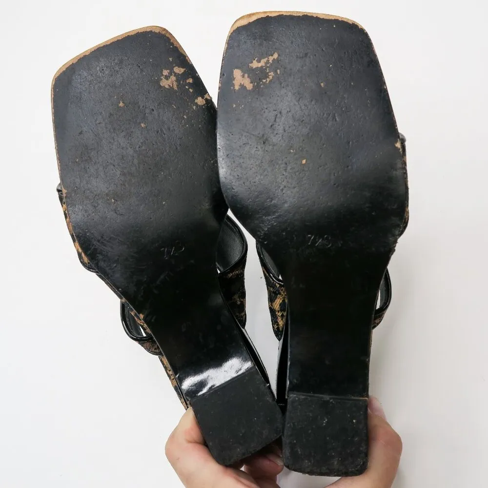 Vintage 90s Ramon Tenza Leopard Cut Out Wedge Mules Size 7.5 - Image 12