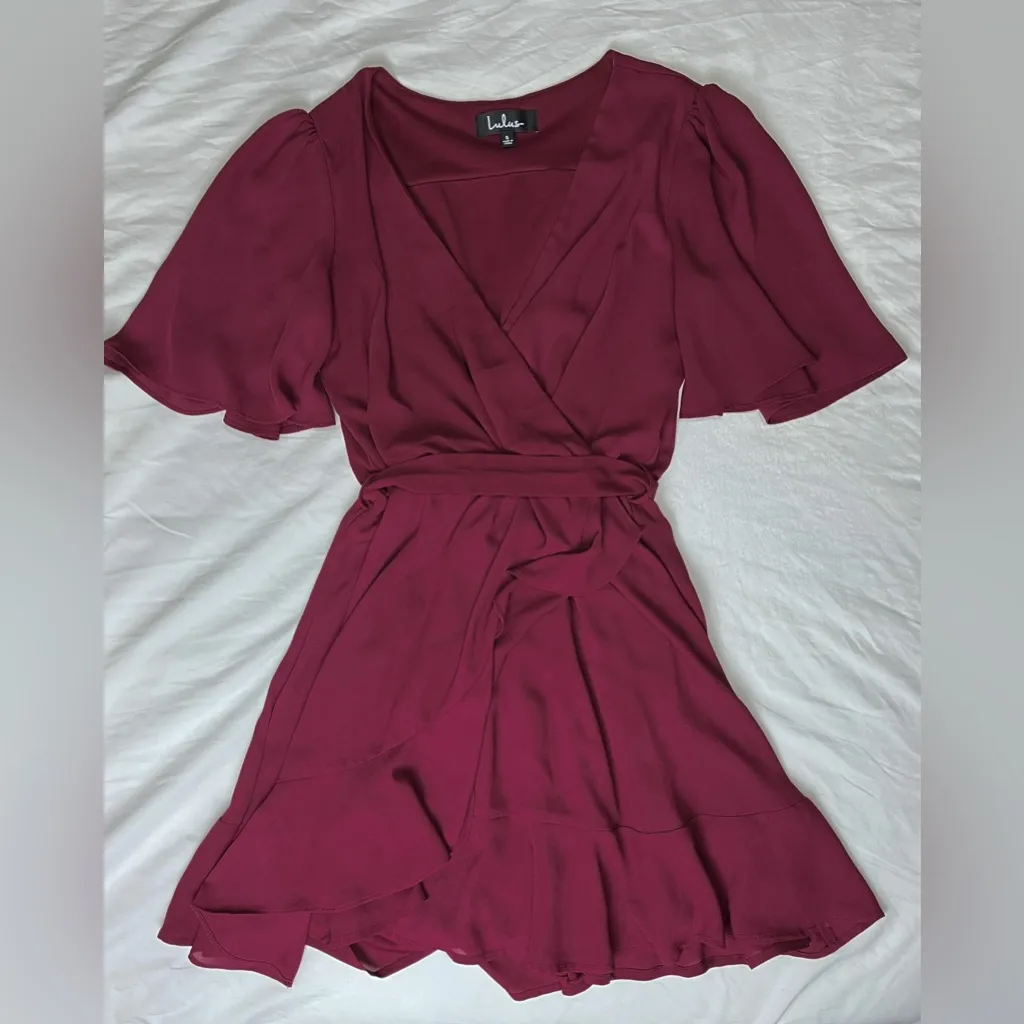 LULUS Elegant Burgundy Wrap Dress Red - Image 2