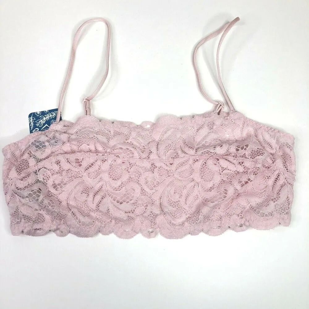 NEW Free People Reese Lace Bralette Powder Pink XS OB989654 - Image 3