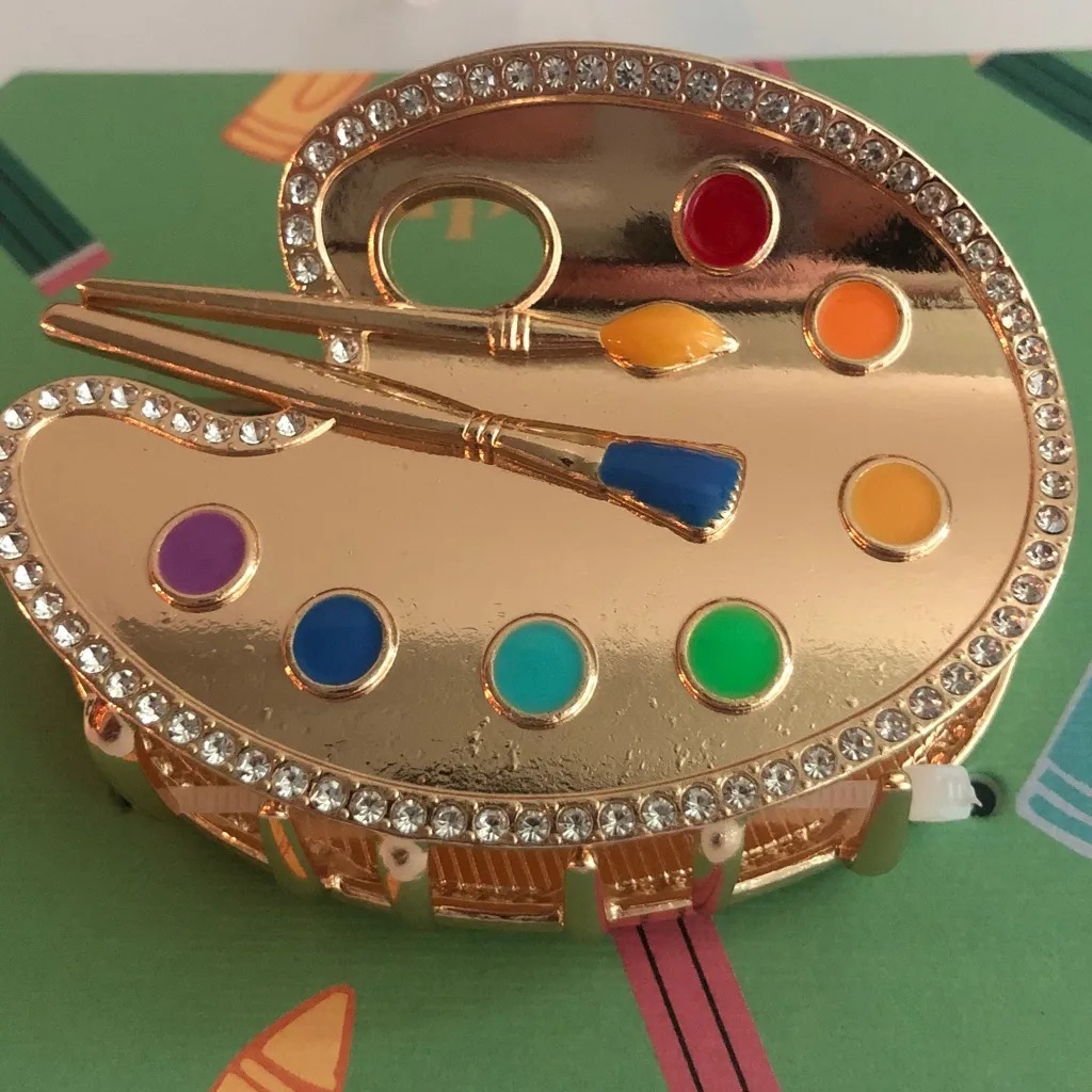 Gold nwt Artist Palette Hair Claw Clip with Multicolor Accents approx 3 x 2.25” - Image 2