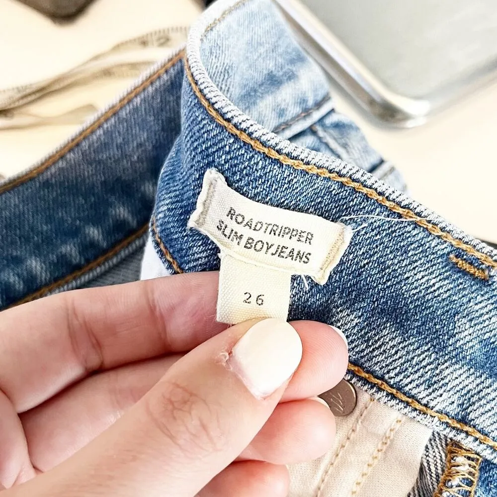 Madewell The Roadtripper High Rise Slim Boyjeans Ripped Edition Blue 26 - Image 4