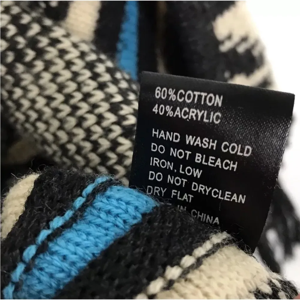 POL Black/White/Blue Open Poncho Sweater Sz S LN - Image 9