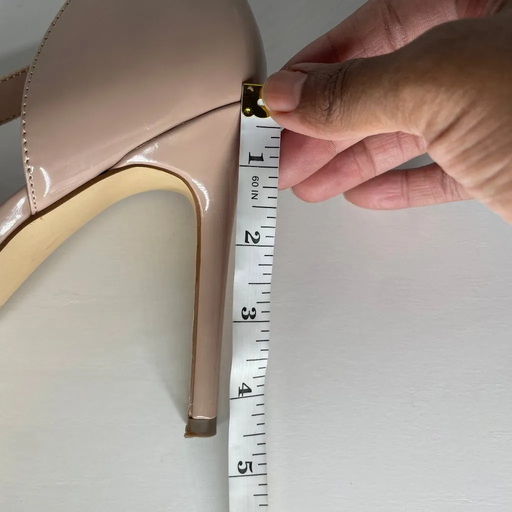 Glossy Nude Strappy Mule Heels Barbiecore Flirty Romantic Event 10W - Image 12